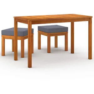 vidaXL Ensemble à manger de jardin 3 pcs et coussins Acacia solide pas cher
