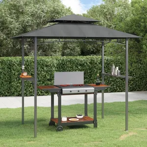 Comparateur de prix : vidaXL Gazebo BBQ et étagères latérales anthracite 240x150x243cm acier