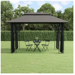vidaXL Belvédère avec parois latérales anthracite 400x300x270 cm acier pas cher