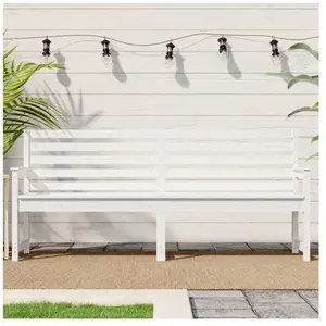 vidaXL Banc de jardin blanc 203,5x48x91,5 cm bois massif de pin pas cher
