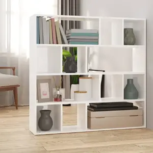 Comparateur de prix : vidaXL Bibliothèque/Séparateur de pièce Blanc brillant 105x24x102 cm