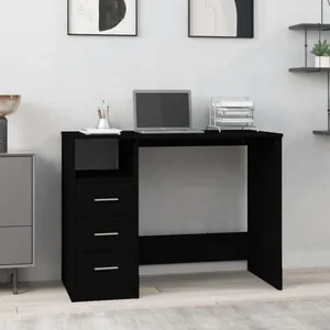 Comparateur de prix : vidaXL Bureau avec tiroirs Noir 102x50x76 cm Bois d'ingénierie