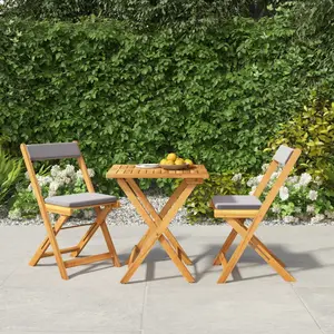 Comparateur de prix : vidaXL Ensemble de bistro pliable 3 pcs avec coussins Acacia solide