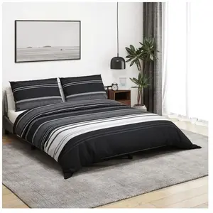vidaXL Ensemble de housse de couette noir et blanc 260x220 cm Coton pas cher