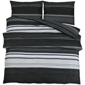 vidaXL Ensemble de housse de couette noir et blanc 155x220 cm Coton pas cher
