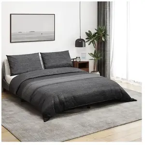 vidaXL Ensemble de housse de couette gris foncé 260x220 cm Coton pas cher