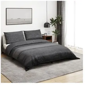 vidaXL Ensemble de housse de couette gris foncé 200x200 cm Coton pas cher