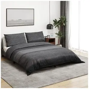 vidaXL Ensemble de housse de couette gris foncé 225x220 cm Coton pas cher