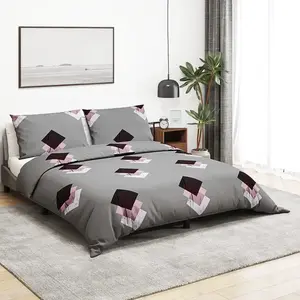vidaXL Ensemble de housse de couette Gris 200x200 cm Coton pas cher