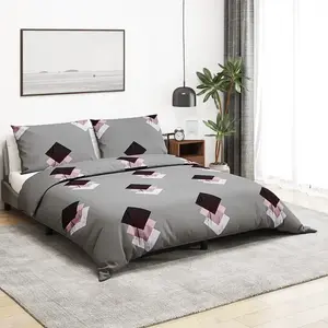 vidaXL Ensemble de housse de couette Gris 260x220 cm Coton pas cher