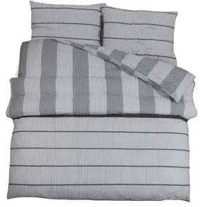 vidaXL Ensemble de housse de couette Gris 135x200 cm Coton pas cher
