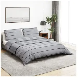 vidaXL Ensemble de housse de couette Gris 200x200 cm Coton pas cher