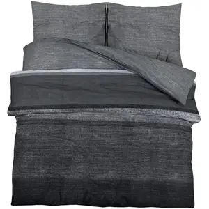 vidaXL Ensemble de housse de couette gris foncé 135x200 cm Coton pas cher