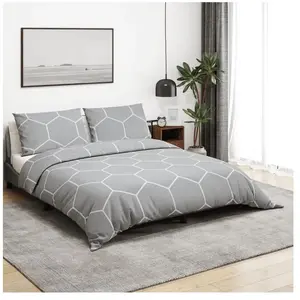 vidaXL Ensemble de housse de couette Gris 200x200 cm Coton pas cher