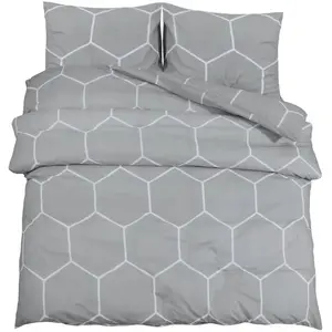 vidaXL Ensemble de housse de couette Gris 200x220 cm Coton 136457 pas cher