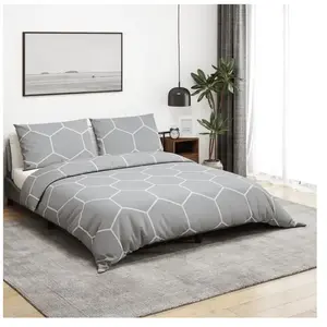 vidaXL Ensemble de housse de couette Gris 140x200 cm Coton pas cher