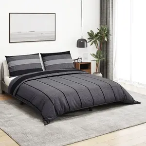 vidaXL Ensemble de housse de couette gris foncé 155x220 cm Coton pas cher