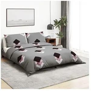 vidaXL Ensemble de housse de couette Gris 200x200 cm Coton pas cher