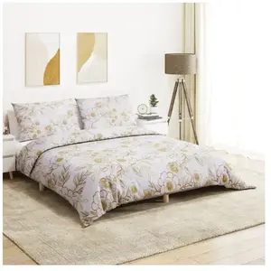 vidaXL Ensemble de housse de couette blanc et marron 140x200 cm Coton pas cher