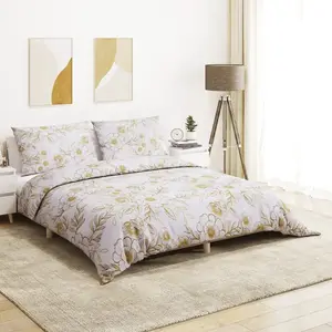 vidaXL Ensemble de housse de couette blanc et marron 200x200 cm Coton pas cher