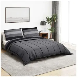 Comparateur de prix : vidaXL Ensemble de housse de couette gris foncé 200x200 cm Coton