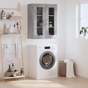 vidaXL Armoire murale gris béton 69,5x34x90 cm pas cher