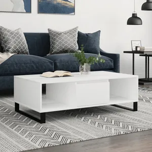 vidaXL Table basse blanc 104x60x35 cm bois d'ingénierie pas cher