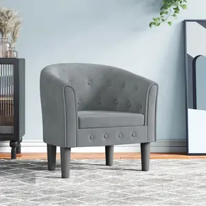 Fauteuil cabriolet gris foncé velours Vidaxl Dark grey pas cher