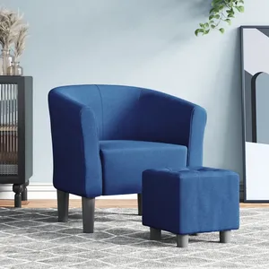 Comparateur de prix : vidaXL Fauteuil cabriolet avec repose-pied bleu tissu