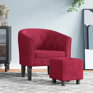 Vidaxl - Fauteuil cabriolet avec repose-pied rouge bordeaux velours Wine red
