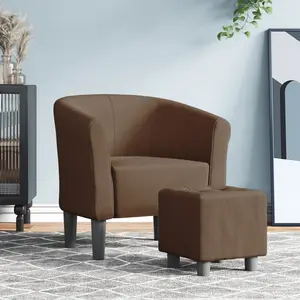 Comparateur de prix : Vidaxl - Fauteuil cabriolet avec repose-pied marron tissu Brown