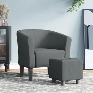 Comparateur de prix : Vidaxl - Fauteuil cabriolet avec repose-pied gris foncé tissu Dark grey