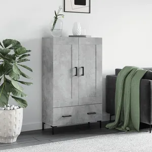 vidaXL Buffet haut gris béton 69,5x31x115 cm bois d'ingénierie pas cher
