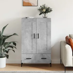 vidaXL Buffet haut gris béton 69,5x31x115 cm bois d'ingénierie pas cher