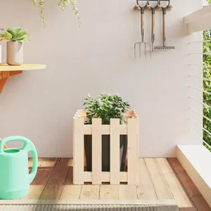Comparateur de prix : vidaXL Jardinière avec design de clôture 40x40x40 cm pin massif