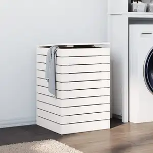 Comparateur de prix : vidaXL Panier à linge blanc 44x44x66 cm bois massif de pin