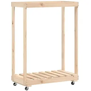 Comparateur de prix : vidaXL Porte-bûches avec roulettes 76,5x40x108 cm bois massif de pin