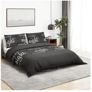 vidaXL Ensemble de housse de couette Noir 200x200 cm Coton pas cher