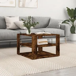Comparateur de prix : vidaXL Table basse chêne fumé 59,5x59,5x40 cm bois d'ingénierie