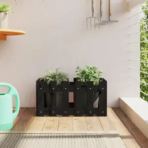 Comparateur de prix : vidaXL Jardinière avec design de clôture noir 60x30x30 cm pin massif