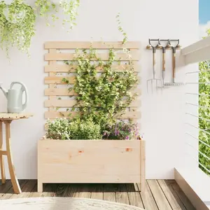vidaXL Jardinière avec support 79x39,5x114 cm bois de pin massif pas cher