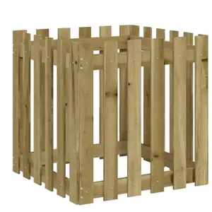 vidaXL Jardinière avec design de clôture 60x60x60 cm pin imprégné pas cher