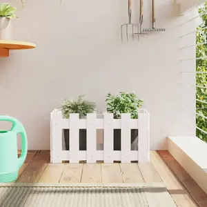 Comparateur de prix : vidaXL Jardinière avec design de clôture blanc 60x30x30 cm pin massif