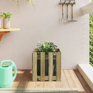 Comparateur de prix : vidaXL Jardinière avec design de clôture 40x40x40 cm pin imprégné