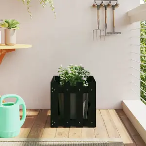 Comparateur de prix : vidaXL Jardinière avec design de clôture noir 40x40x40 cm pin massif