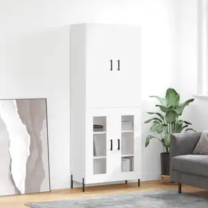 vidaXL Vidaxl Buffet Haut Blanc 69,5x34x180 Cm Bois D'ingénierie pas cher