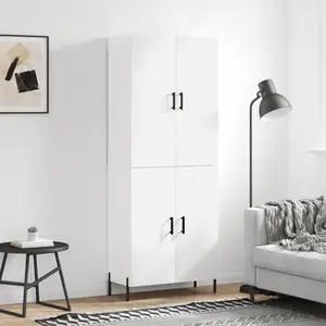 vidaXL Buffet haut Blanc 69,5x34x180 cm Bois d'ingénierie pas cher