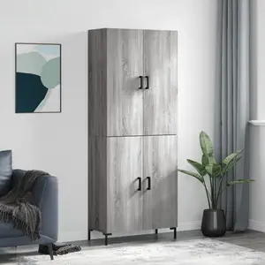 vidaXL Buffet haut Sonoma gris 69,5x34x180 cm Bois d'ingénierie pas cher