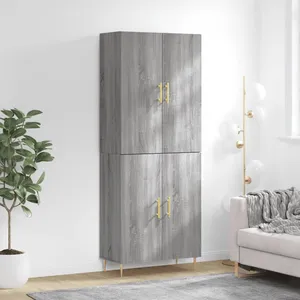 vidaXL Buffet haut Sonoma gris 69,5x34x180 cm Bois d'ingénierie pas cher