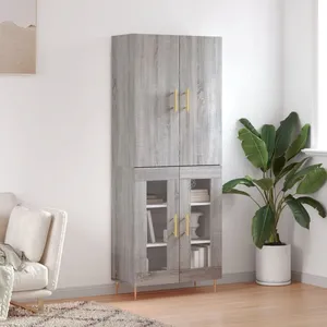 vidaXL Buffet haut Sonoma gris 69,5x34x180 cm Bois d'ingénierie pas cher